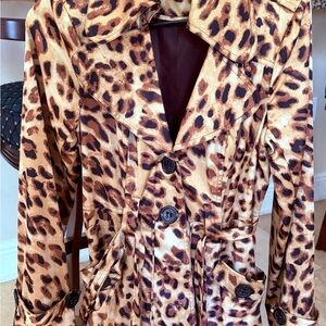XOXO Leopard Print Trench Coat in Brown and Black
